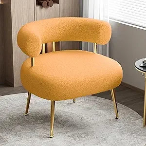Mid Century Sherpa Boucle Accent Chair For Small Spaces