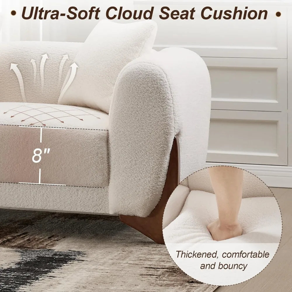 Combination Sherpa Boucle U Shaped Sofa With Deep Cushion