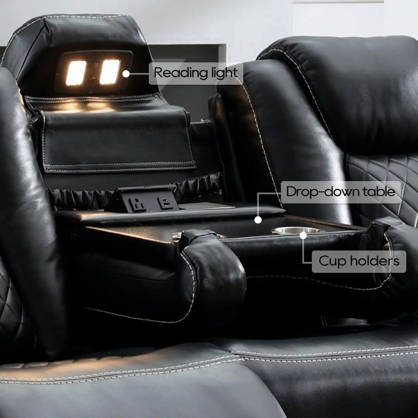 Todrani Power Reclining Sofa With Wireless Charger And Drop-down Table