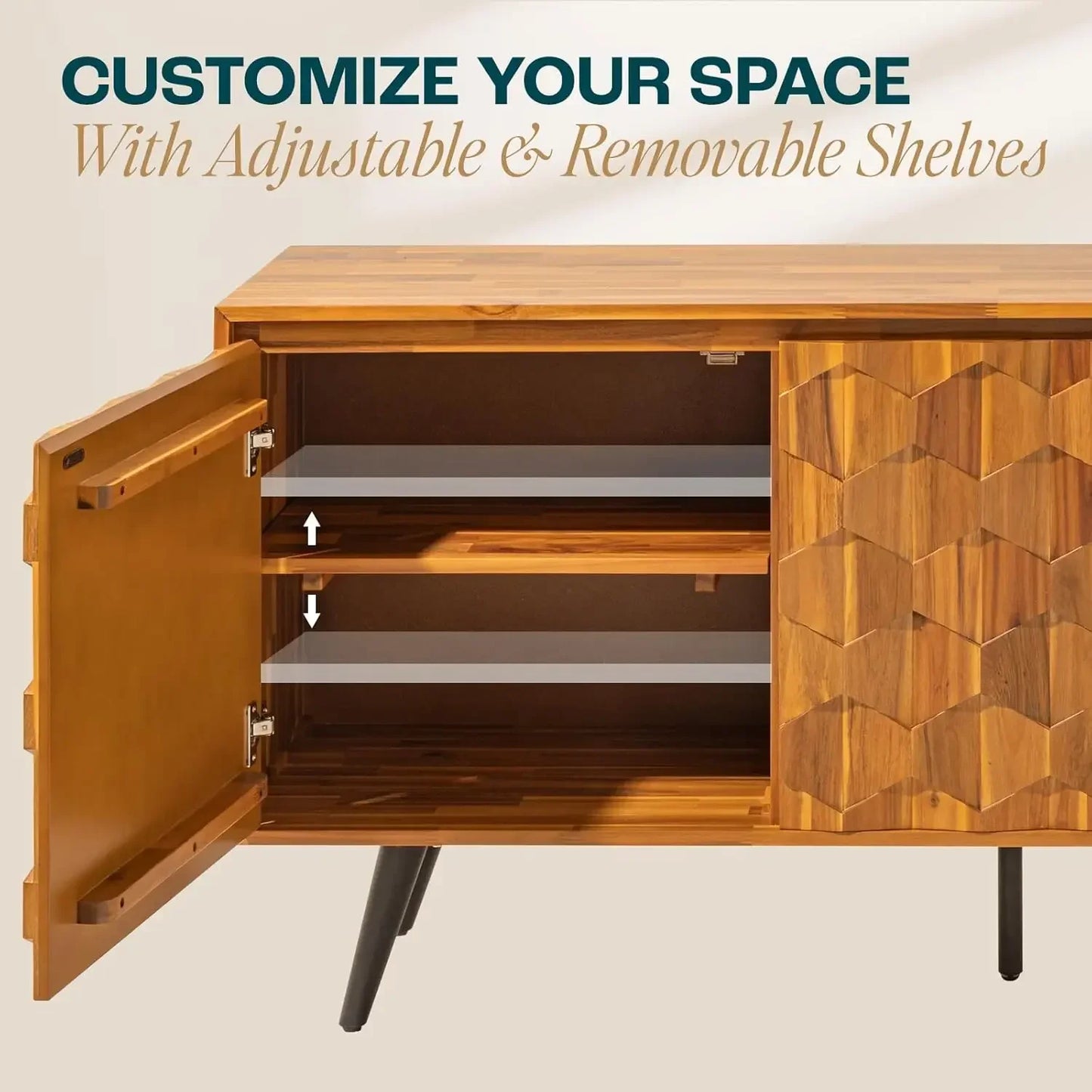 Georgina Solid Wood Sideboard With Geometric Pattern