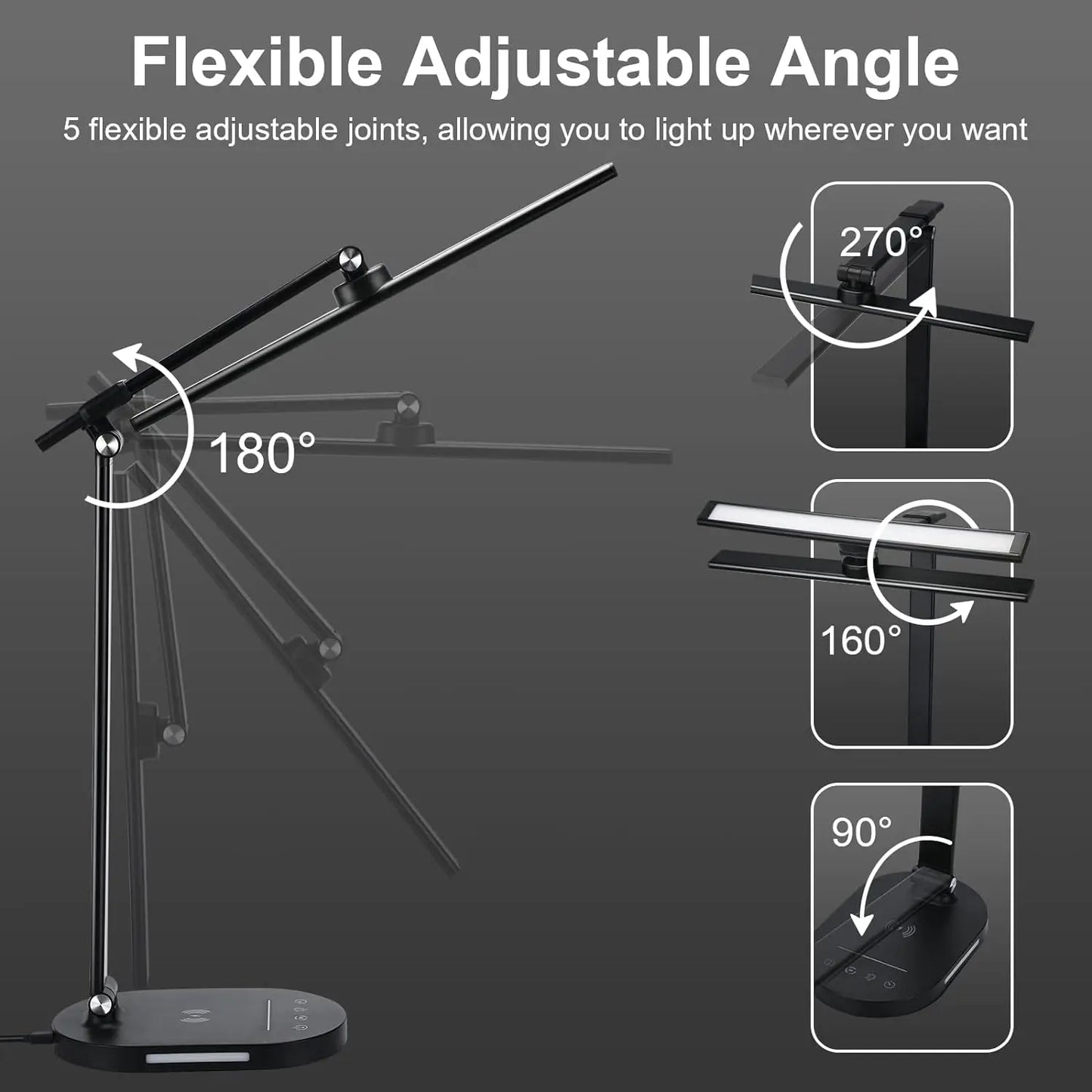Lightess LED Desk Lamp Wireless Charger USB Touch Control