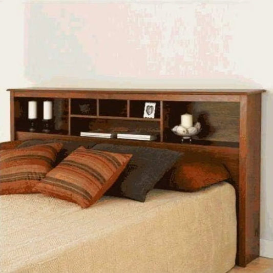 Premium Storage Headboard Featuring Cherry Wood Finish With Spacious UnderbedStorageUnit