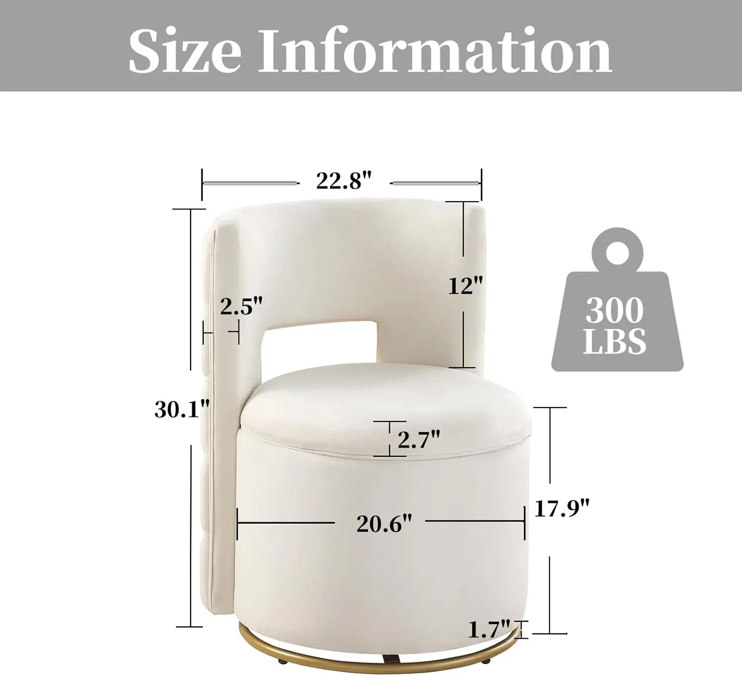 Swivel Storage Velvet Round Vanity Chair With Tufted Back