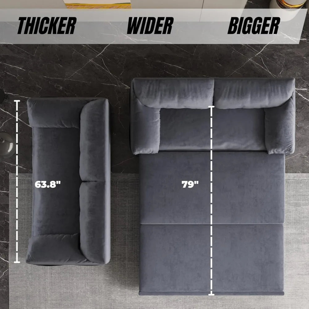 3 In 1 Convertible Sleeper Sofa Bed Futon Couch Velvet