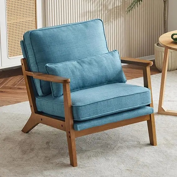 Mid-Century Modern Lounge Chair With Wide Armrests Fleece