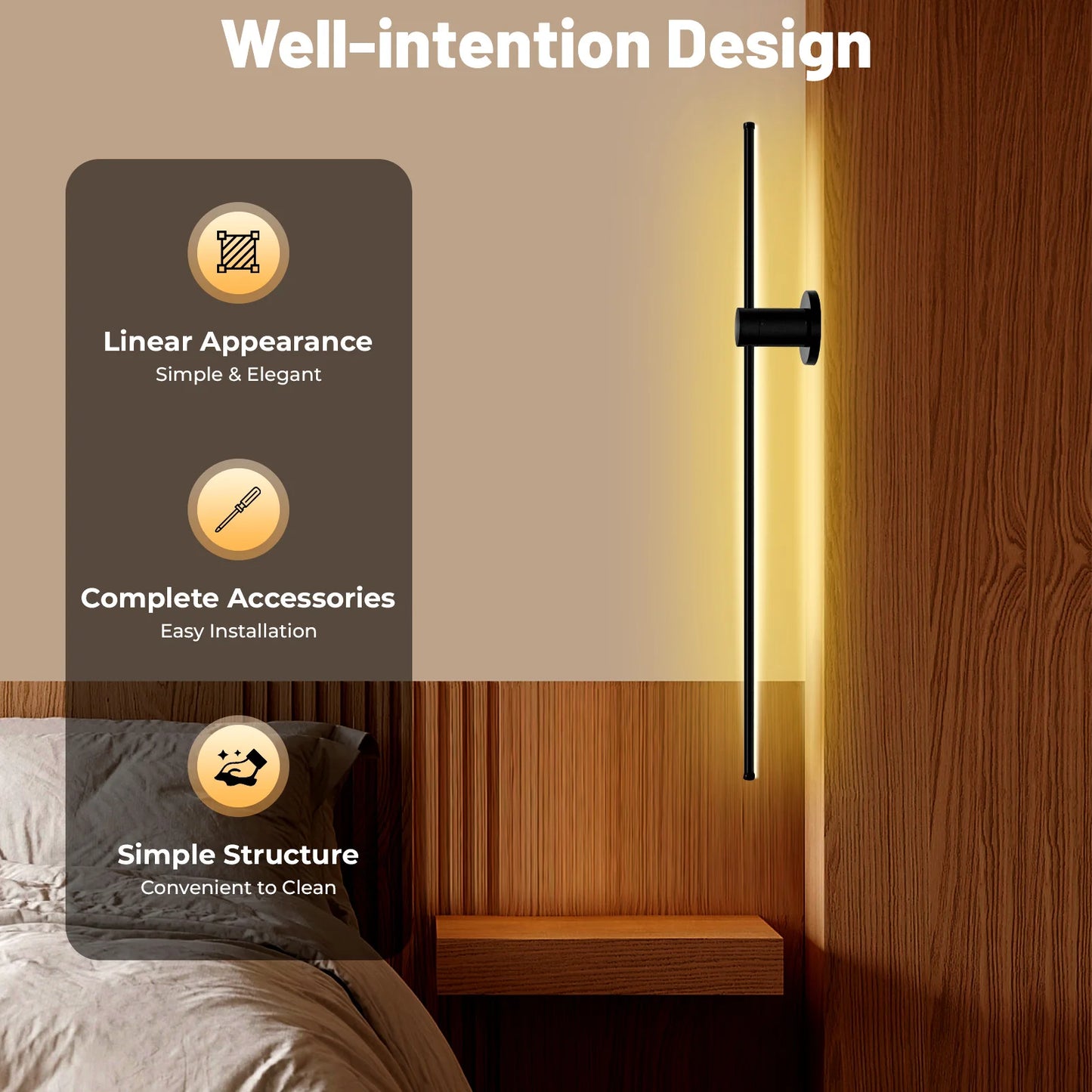 Linear LED Wall Lamp Warm Light For Indoor Outdoor Use