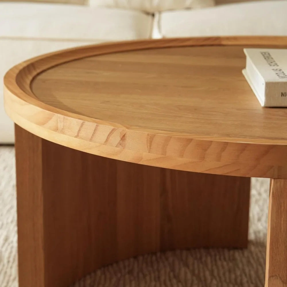 Round Nesting Coffee Tables Wood Look Finish Space Saving