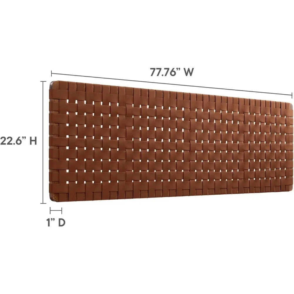 Vegan Leather Woven King Headboard With Wall Mount For Primary Bedroom Elegant Style