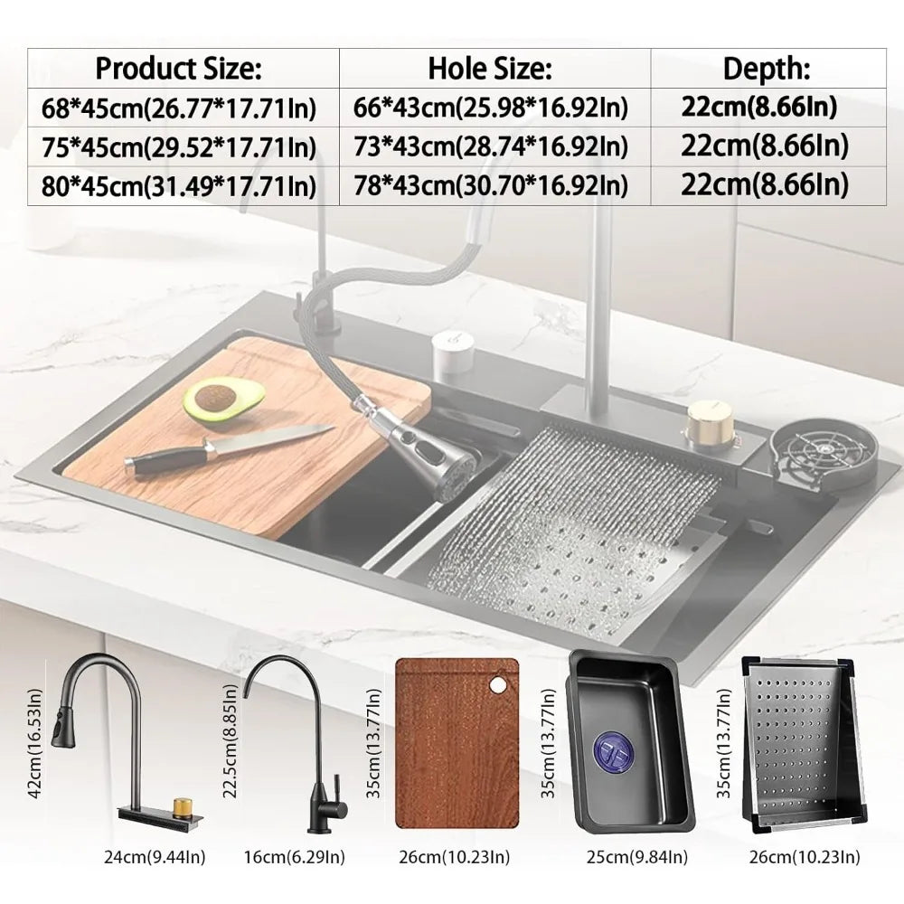 Stainless Steel 304 Undermount Workstation Single Bowl Sink