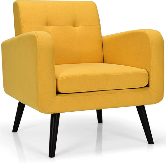 Tufted Linen Accent Chair Modern Armchair For Living Room