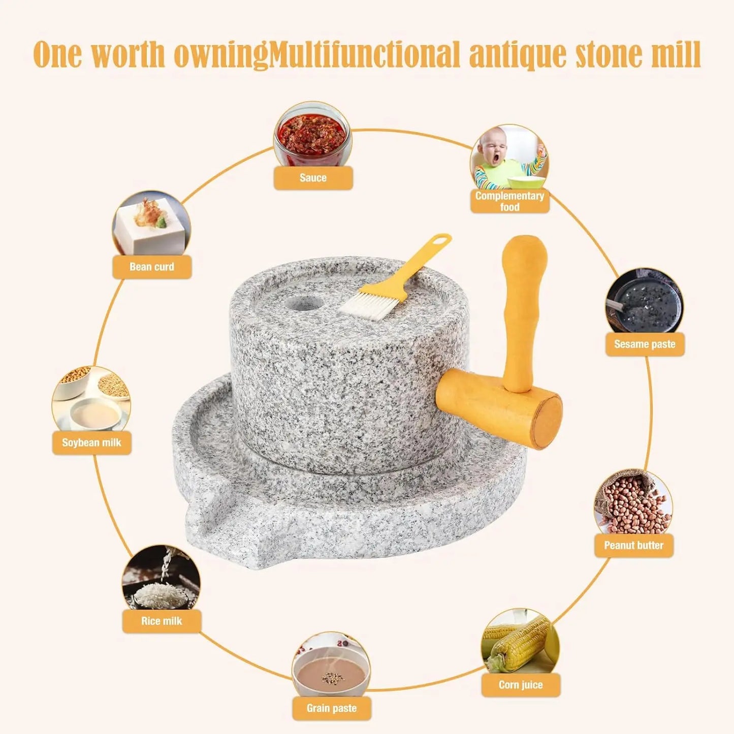 Natural Stone Manual Rice Noodles And Soy Milk Grinder