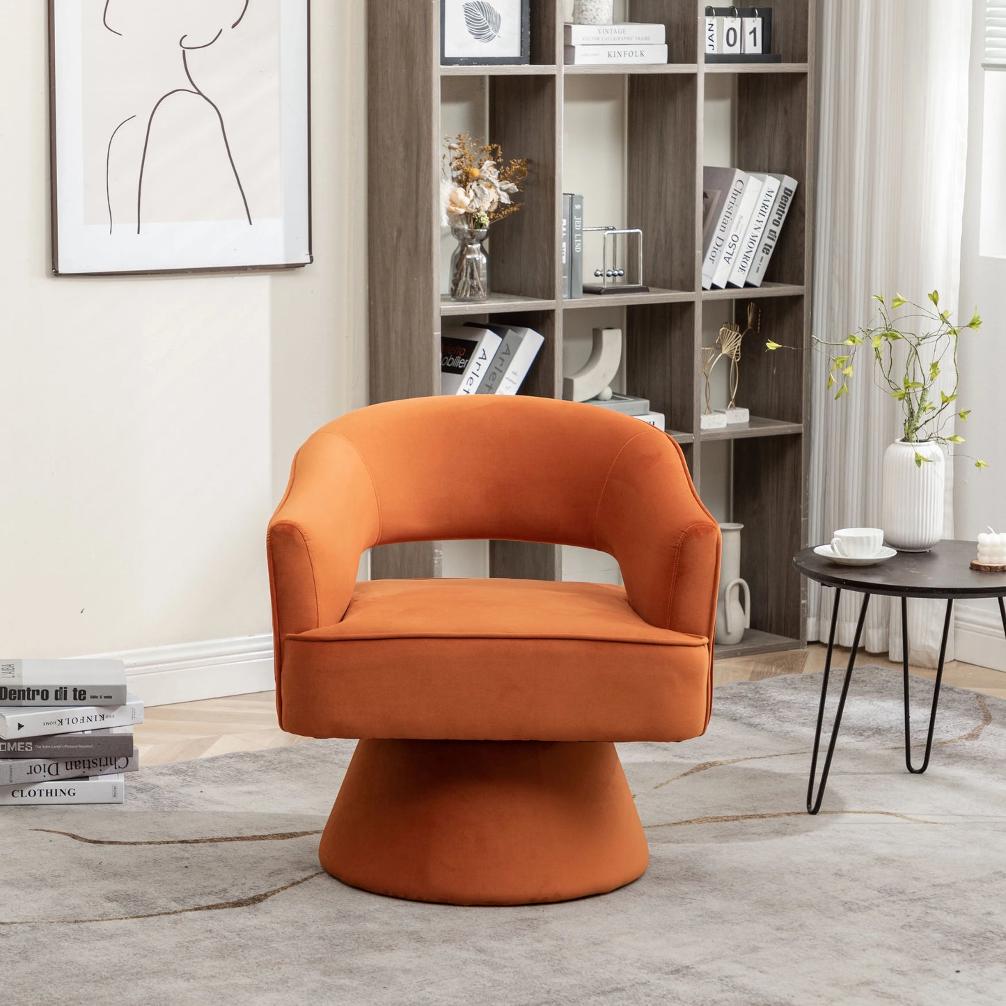 SEYNER Modern Velvet Swivel Arm Chair For Living Room Lounge