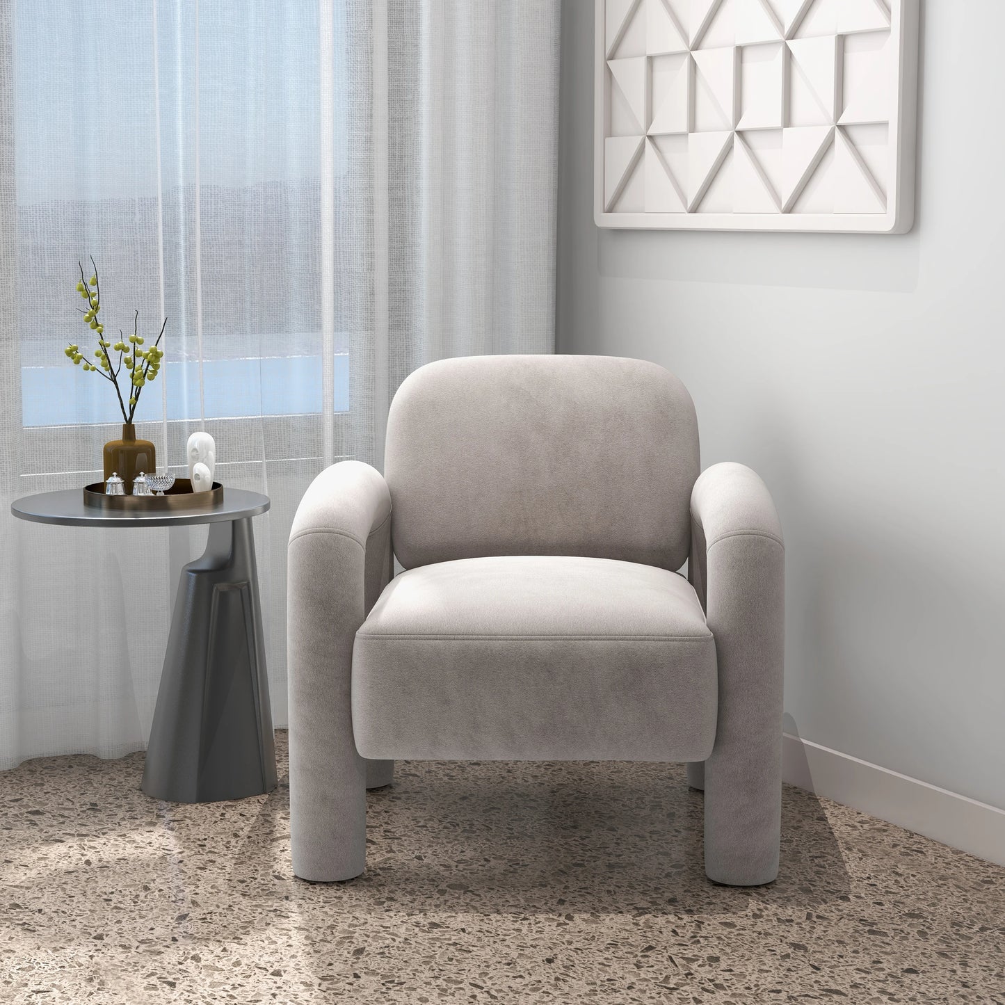Seynar Mid Century Velvet Upholstered Accent Chair For Living Room