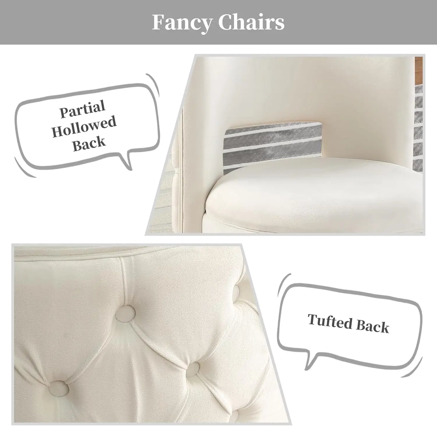 Swivel Storage Velvet Round Vanity Chair With Tufted Back
