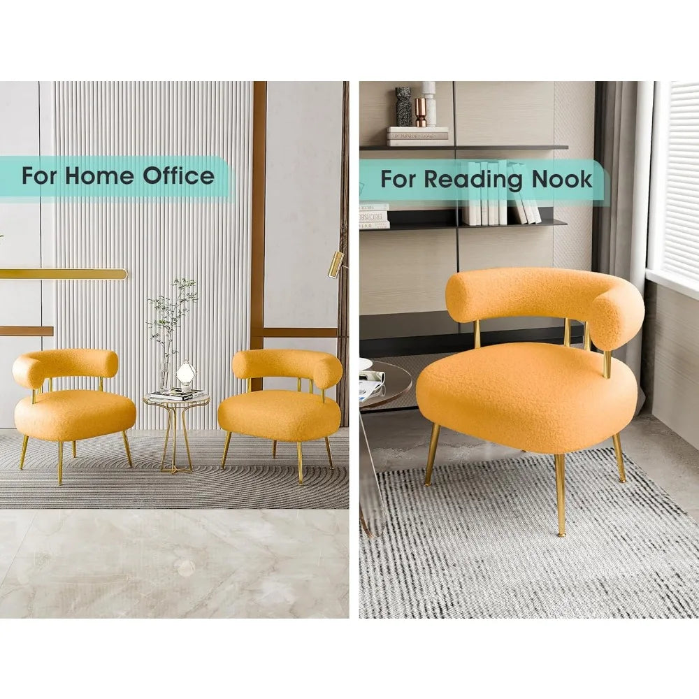 Mid Century Sherpa Boucle Accent Chair For Small Spaces