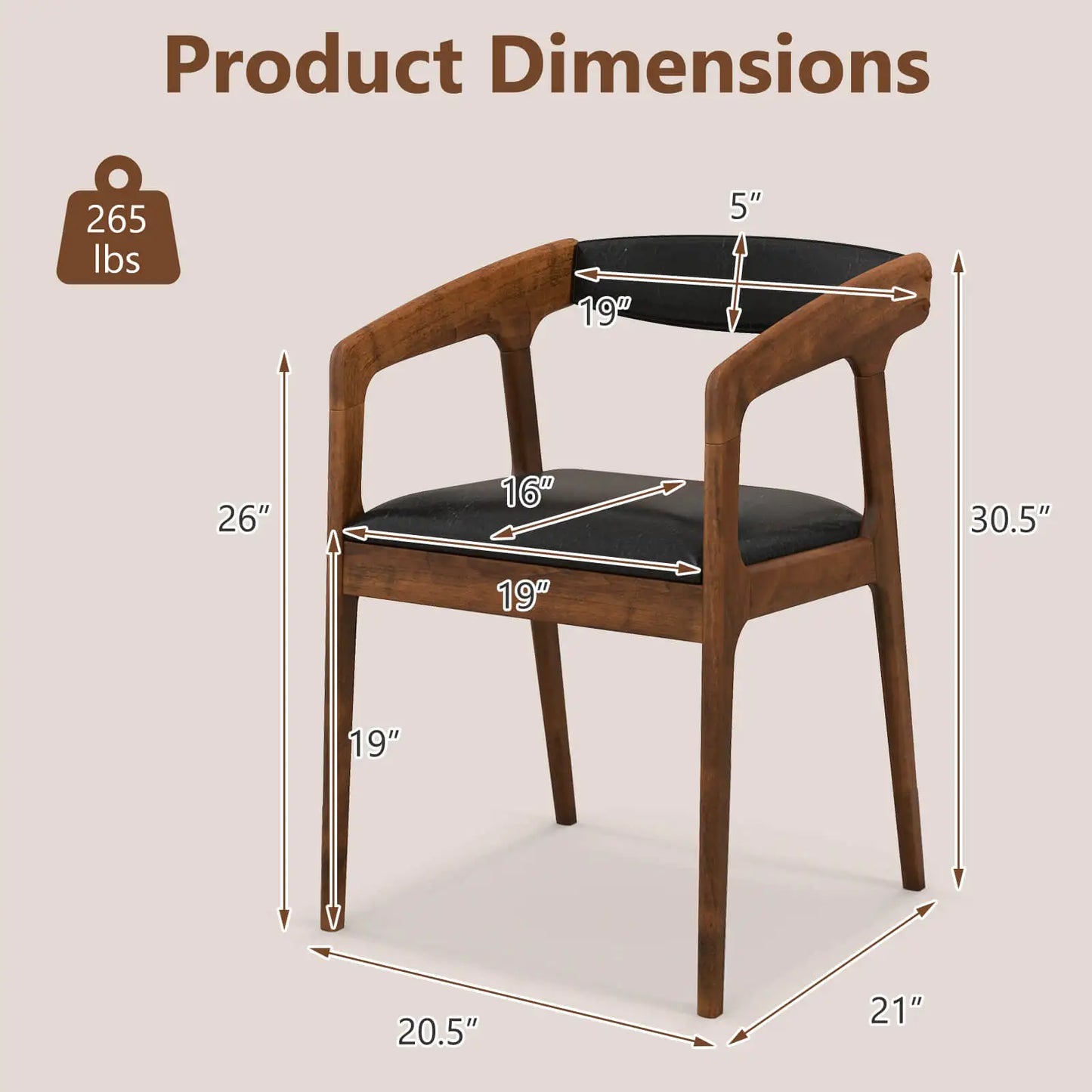 Accent Chair Set PU Leather Upholstered Armchairs With Cozy Backrest