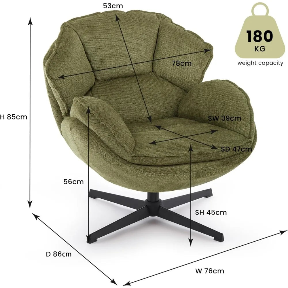 Swivel Accent Chair Upholstered Armchair With Metal Legs