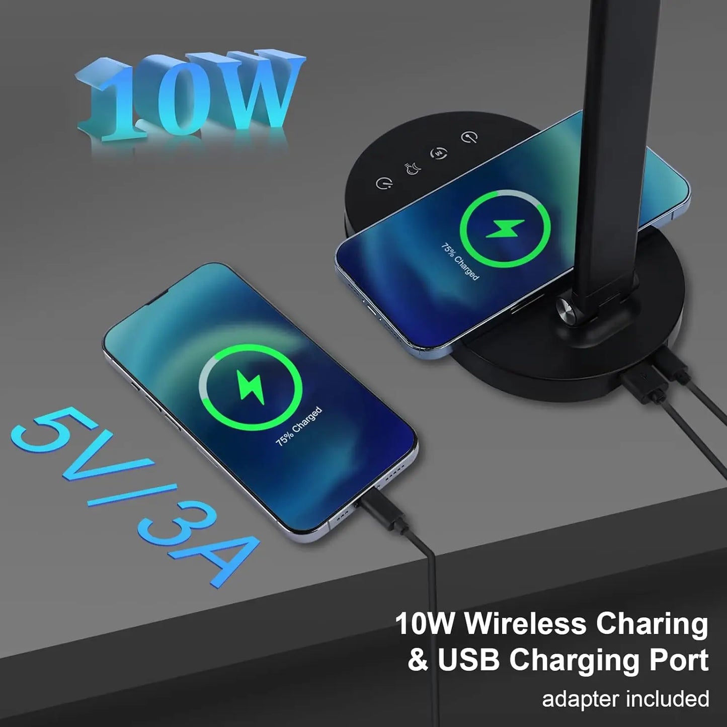 Lightess LED Desk Lamp Wireless Charger USB Touch Control