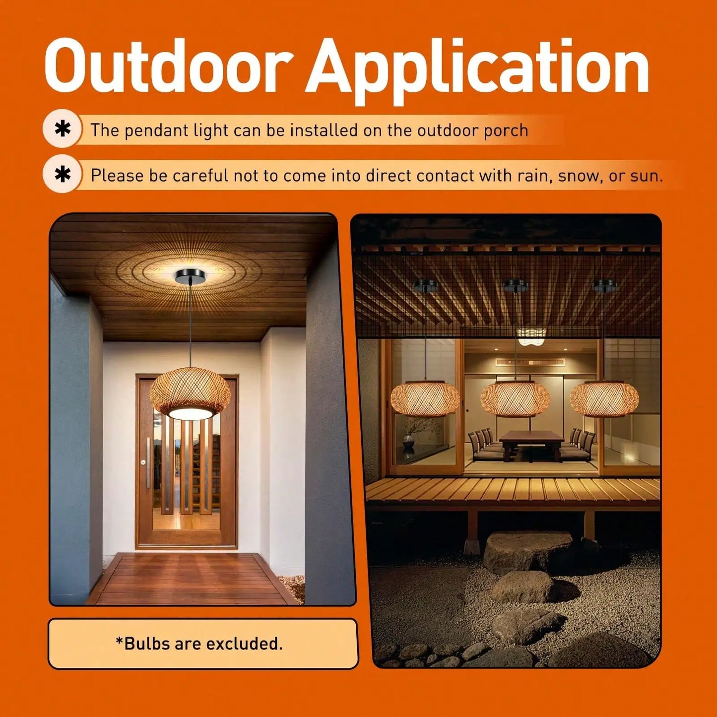 Vintage Bamboo Wicker Rattan Pendant Light Retro Ceiling