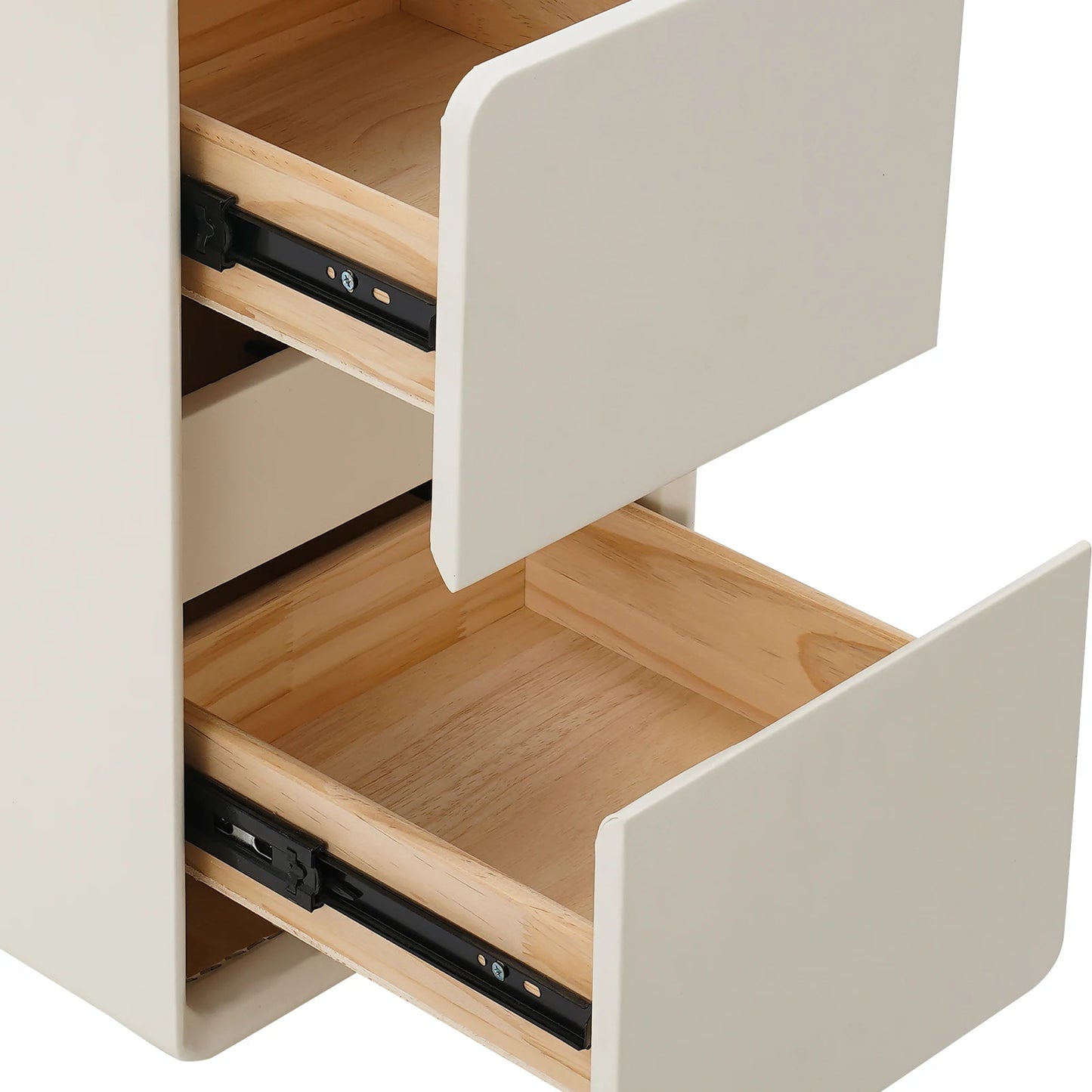 Narrow 2-Drawer Bedside Nightstand With Storage Cabinet