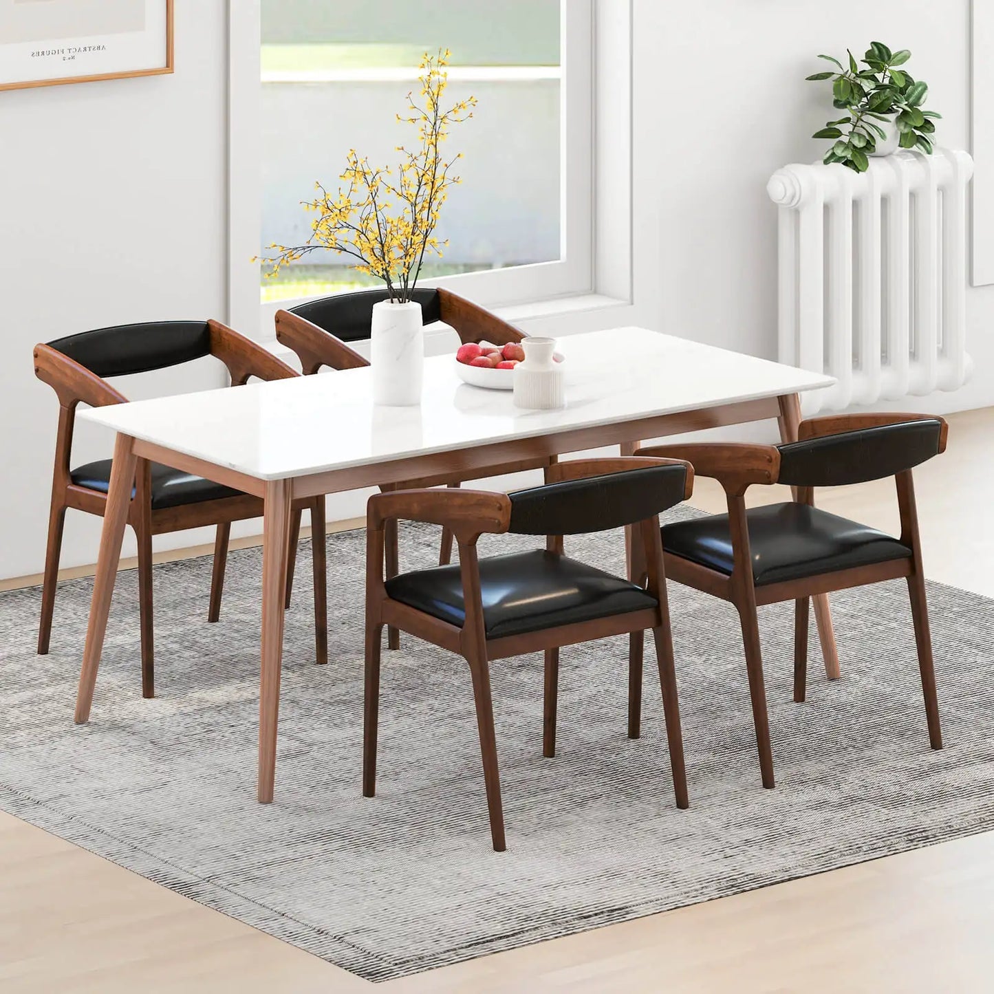 Accent Chair Set PU Leather Upholstered Armchairs With Cozy Backrest