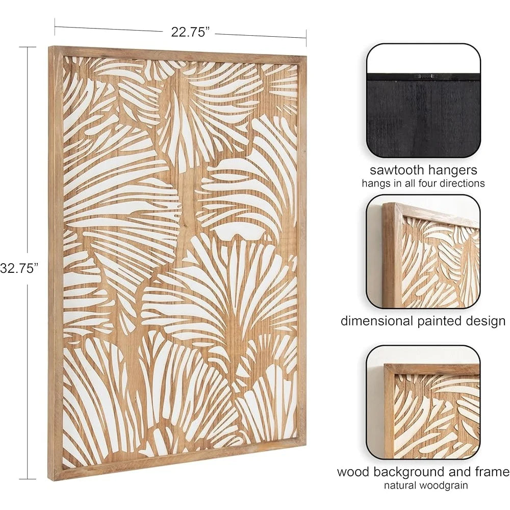 Ginkgo Leaf Wood Wall Art Plaque Modern Floral Design