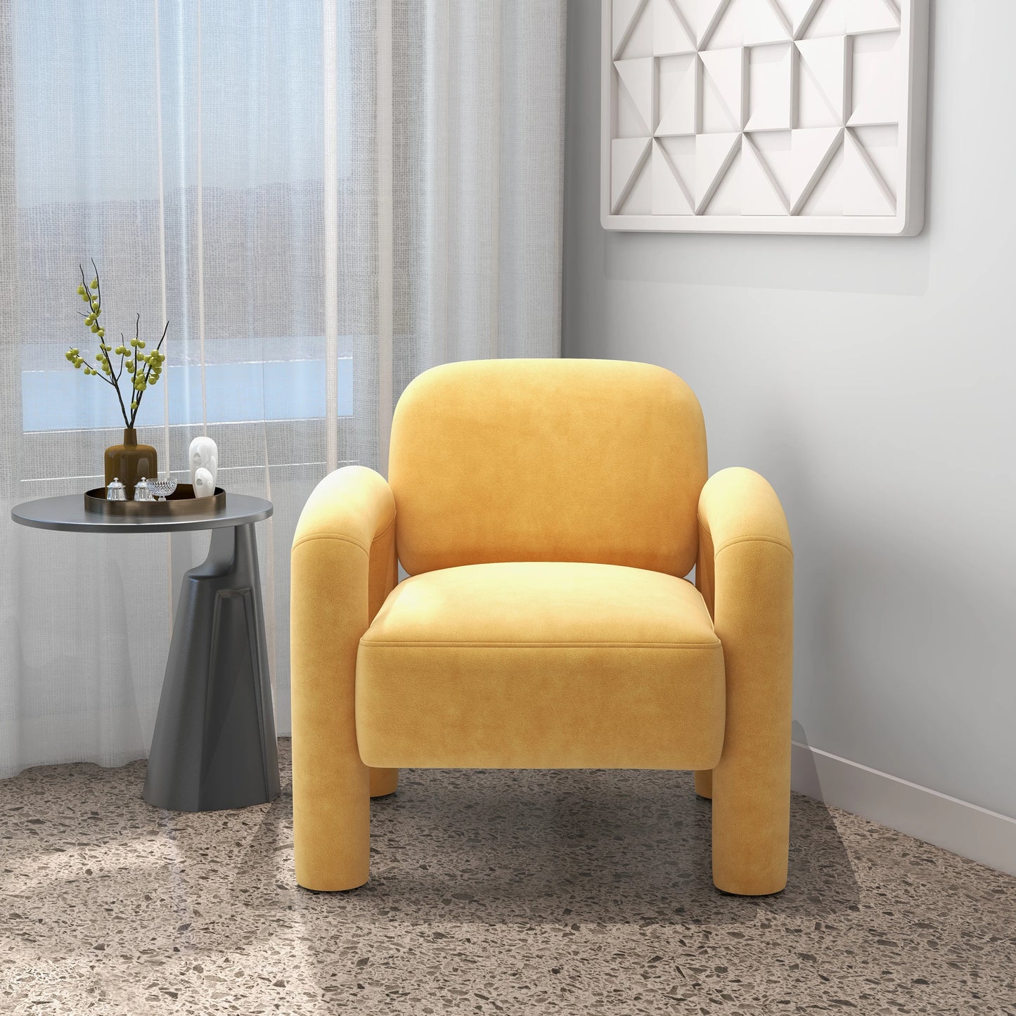 Seynar Mid Century Velvet Upholstered Accent Chair For Living Room