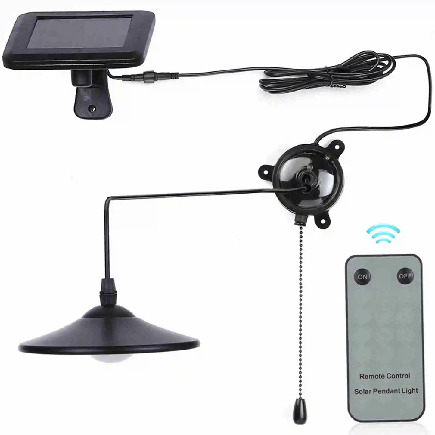 Solar Pendant Light 8 LED With Remote Control Pull Cord