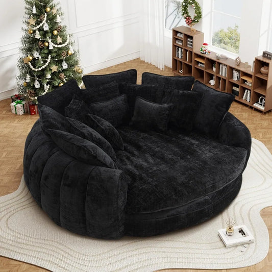 Sofa Bed With Chaise Lounge Chenille Upholstered Modern Couch