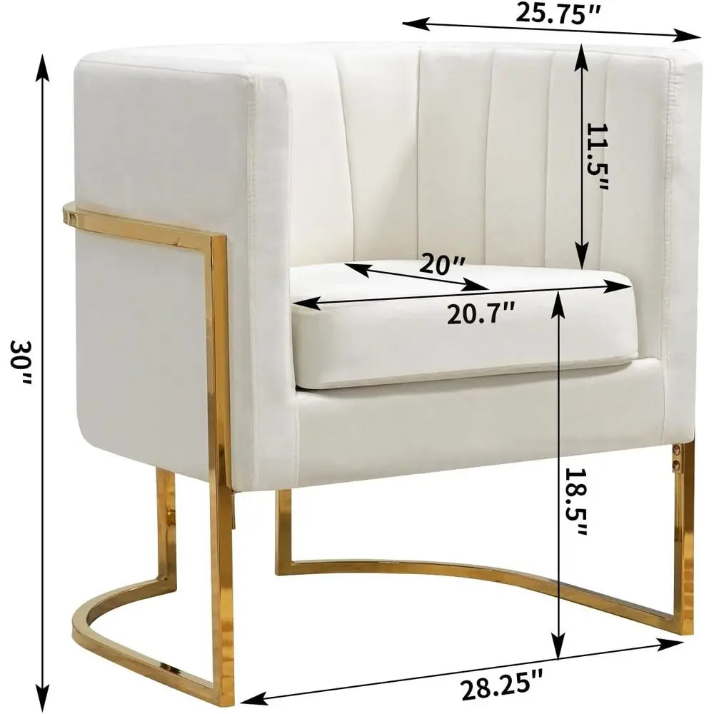 Mid Century Velvet Accent Chair With Barrel Arms Gold Legs