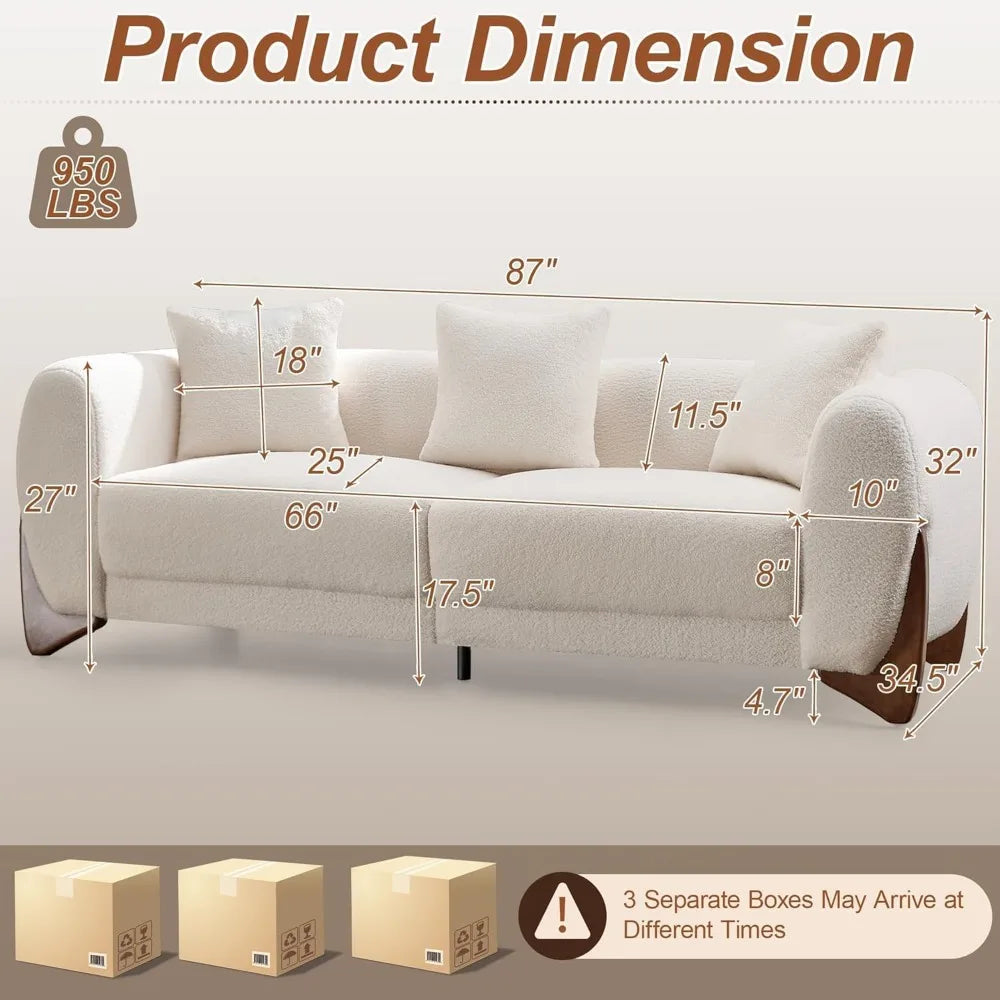 Combination Sherpa Boucle U Shaped Sofa With Deep Cushion