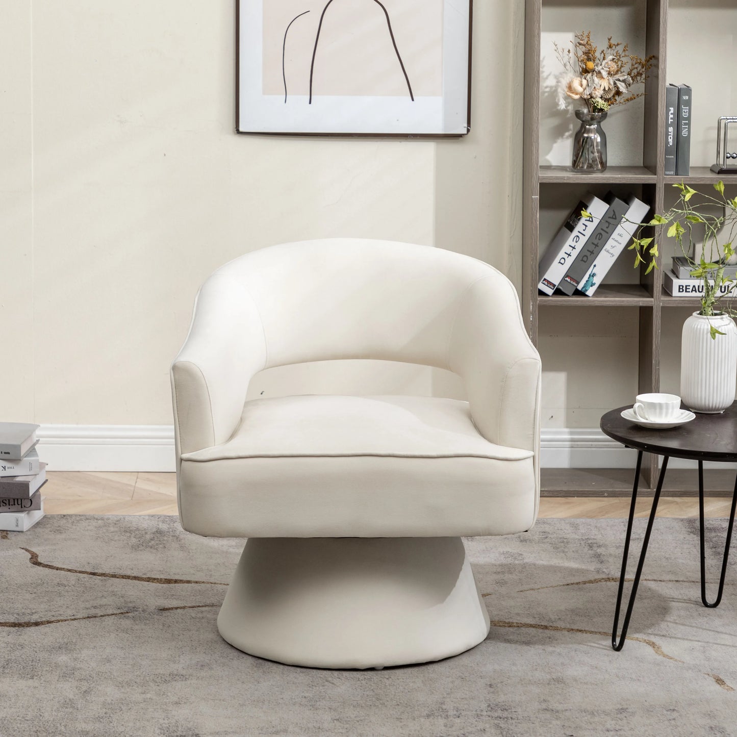 SEYNER Modern Velvet Swivel Arm Chair For Living Room Lounge