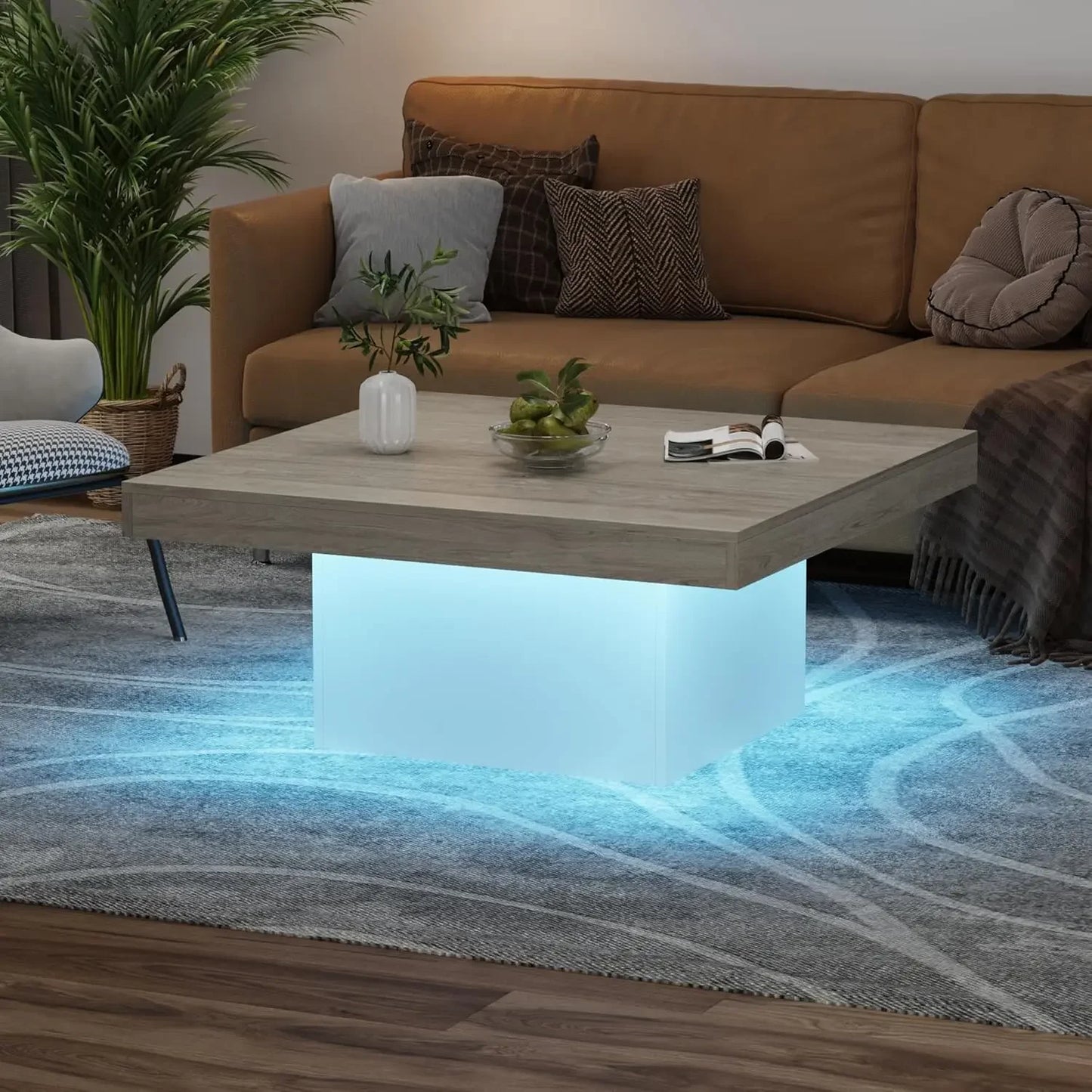 LED Light Square Coffee Table for Living Room and Office