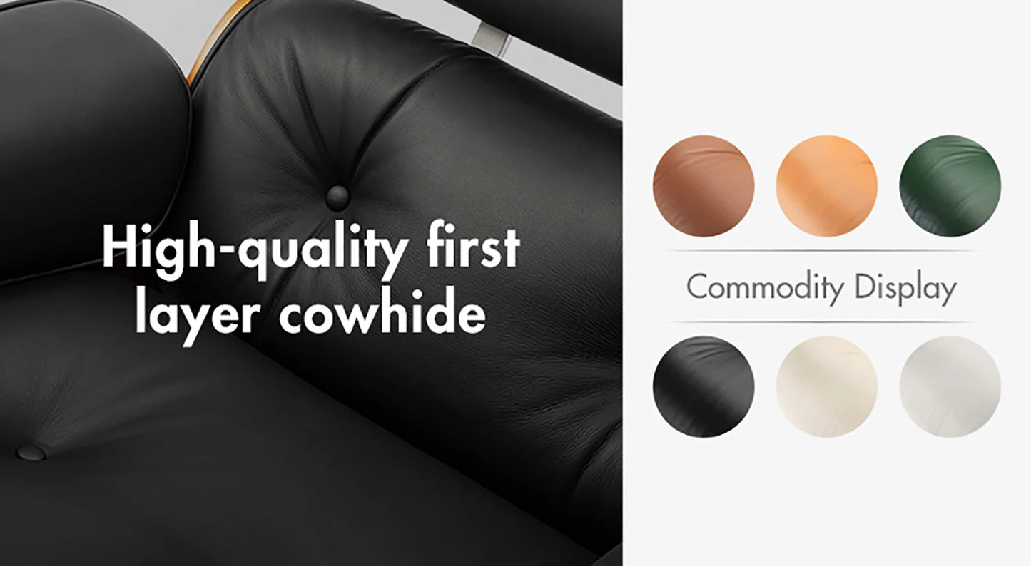 Genuine Leather Chaise Lounge Chair and Ottoman Living Room