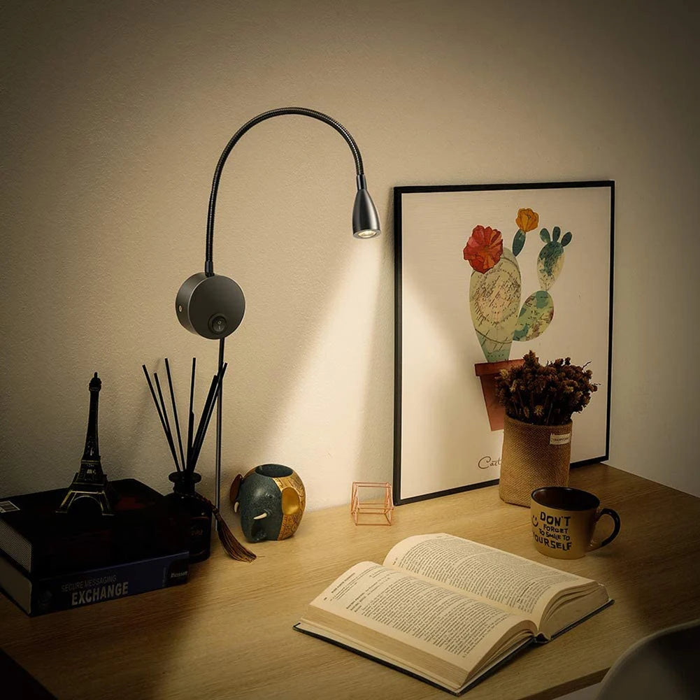 Flexible Wall Mount Night Lamp Gooseneck LED Reading Light