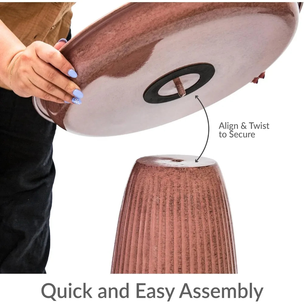 SuperDurable Weatherproof Garden Metal Ornamental Bird Bath Outdoor UV Protective