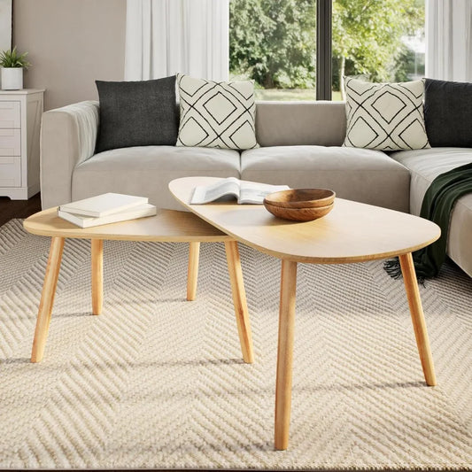 Scandinavian Nesting Coffee Tables Solid Pine Wood Design