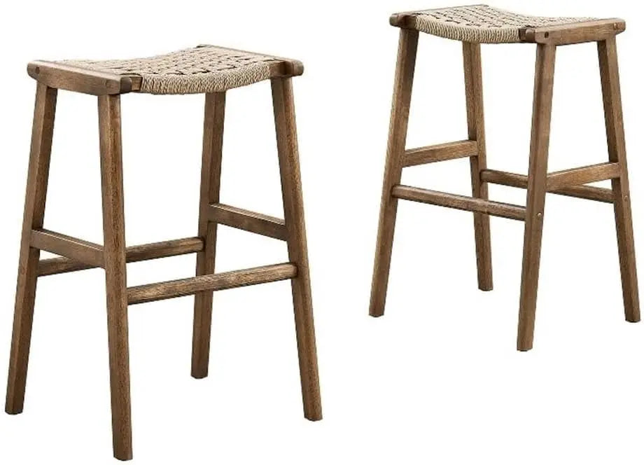 Saoirse Woven Rope Wood Dining Side Chair With Fabric Seat