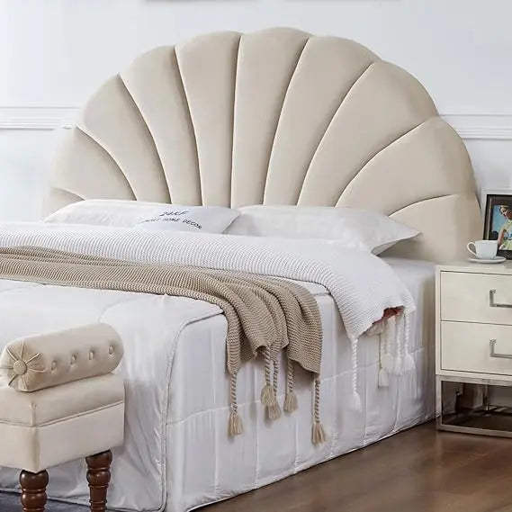 Stunning Crown Design Velvet Upholstered Headboard