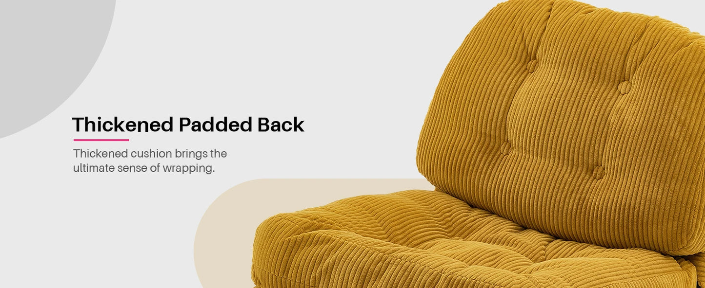 Corduroy Upholstered Swivel Lounge Chair With Footrest