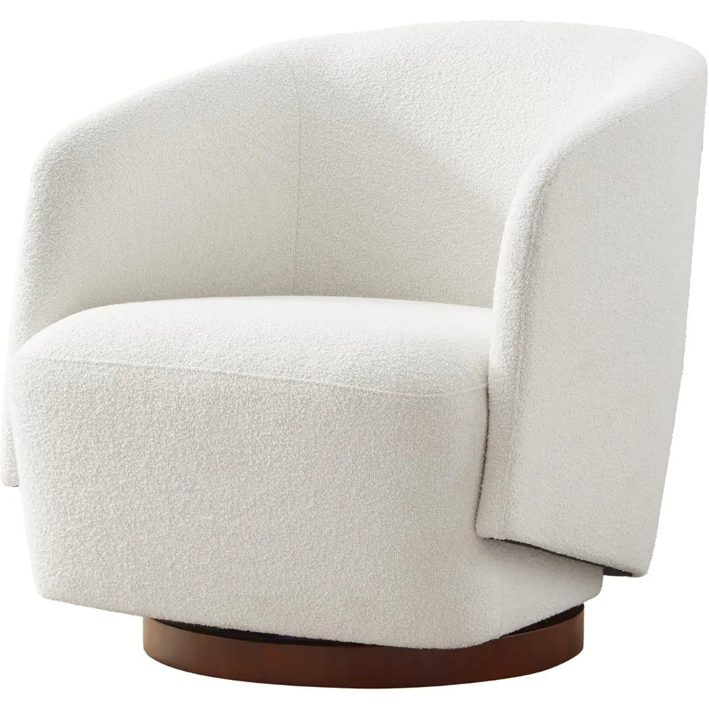 Swivel Upholstered Accent Chair Rubberwood 360 Rotation