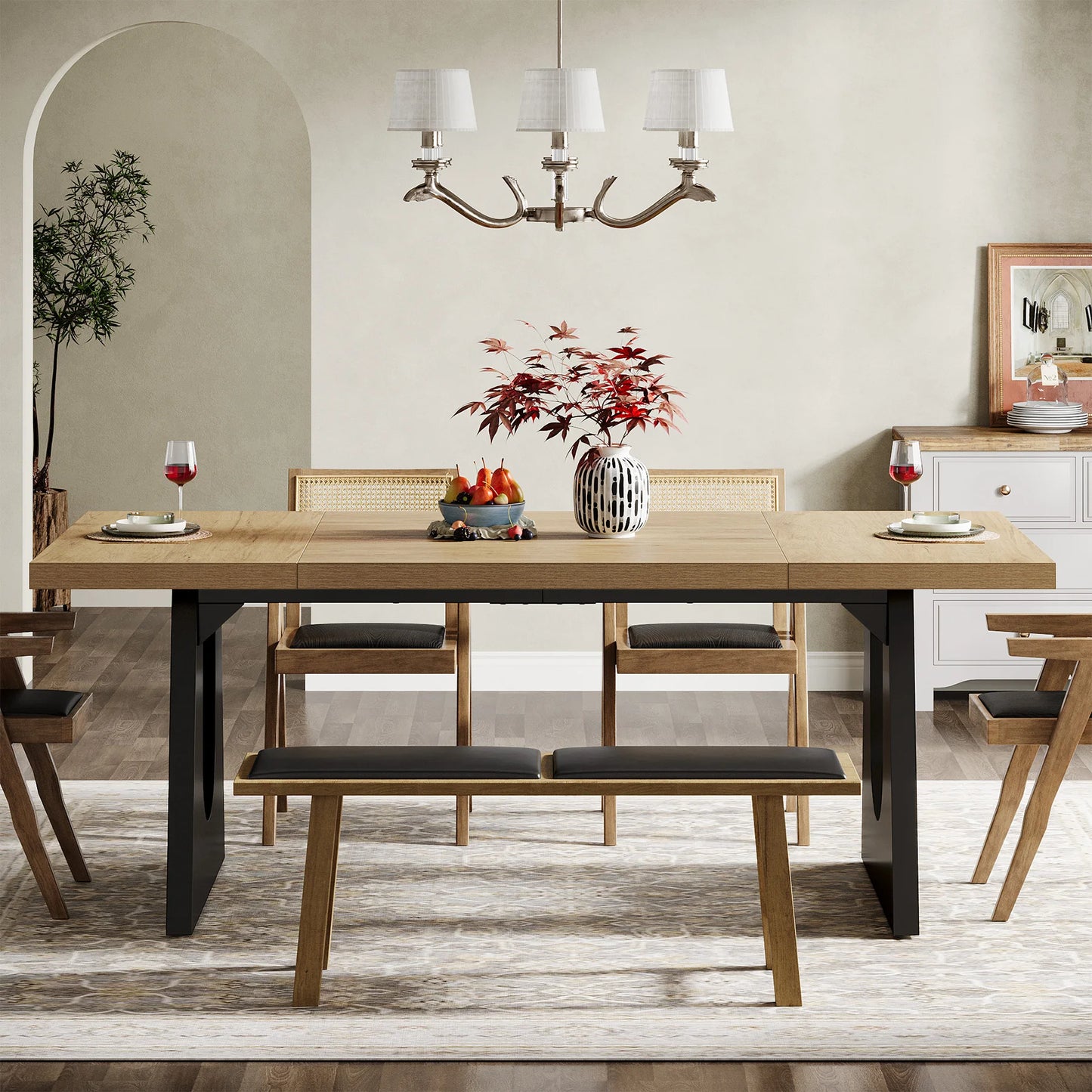 Tribesigns Rustic Wood Dining Table for Family Gatherings
