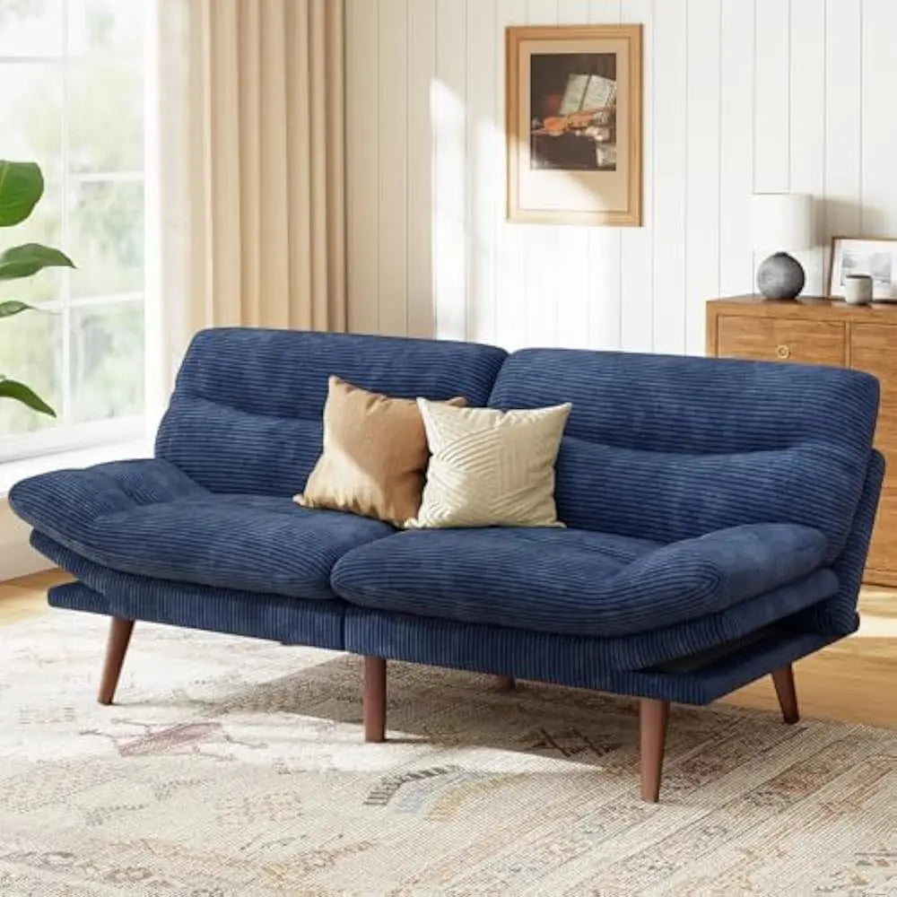 Futon Sofa Bed With Adjustable Backrest And Armrests