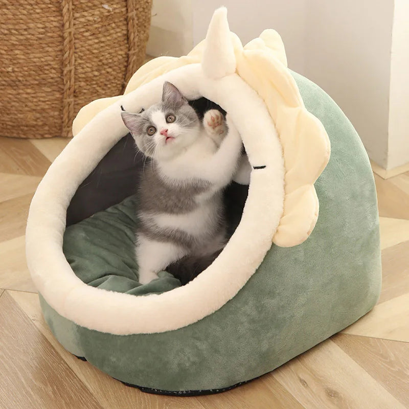 Deep Sleep Cartoon Cat Bed Foldable Removable Washable Pet