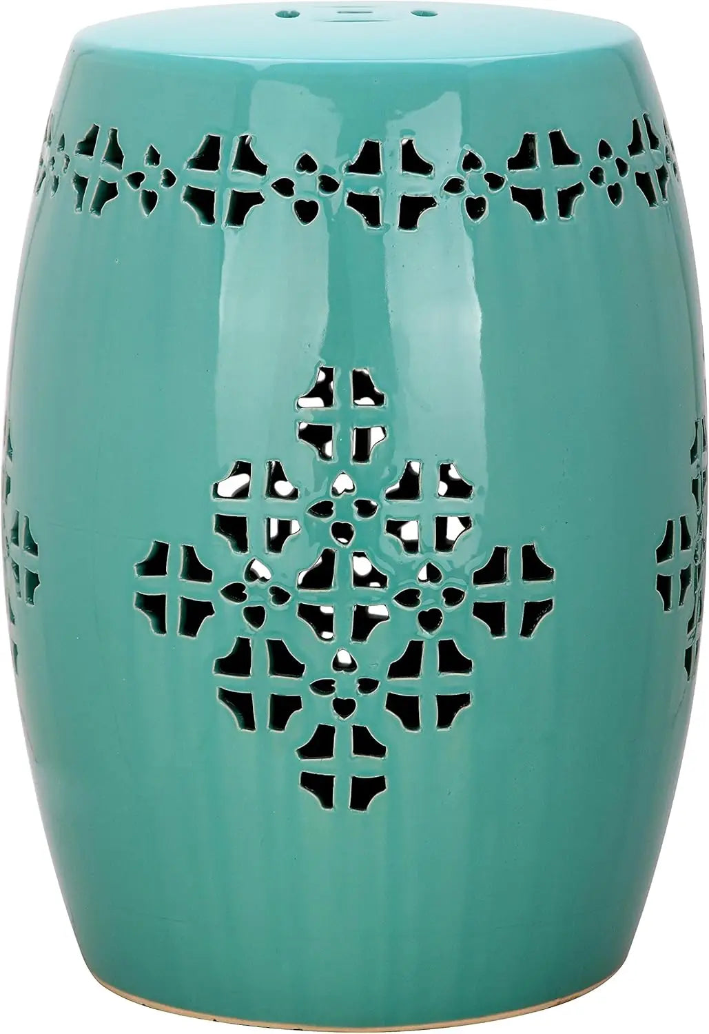 Safavieh Home Collection Quatrefoil Ceramic Garden Stool Indoor Outdoor Fully Assembled