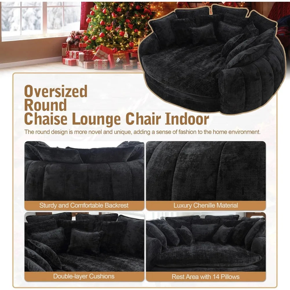Sofa Bed With Chaise Lounge Chenille Upholstered Modern Couch