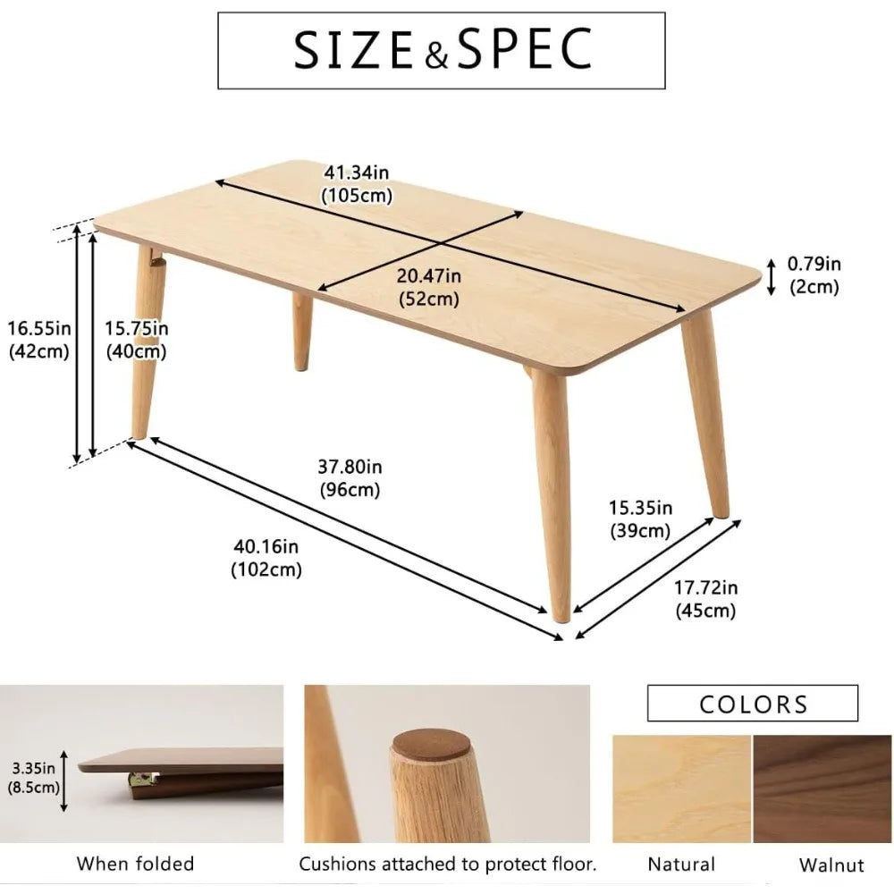 Wood Folding Coffee Table Natural Minimalist Japanese