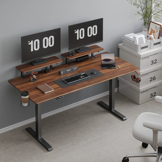 ONBRILL Standing Desk With 2 Adjustable Monitor Shelves