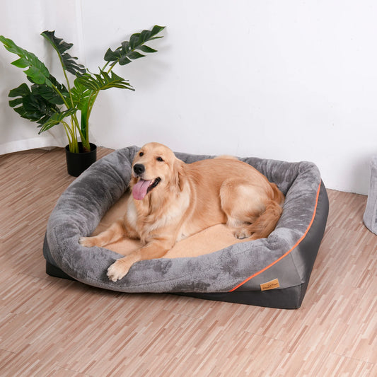 Super Soft Orthopedic Foam Dog Bed With Padded Bolster