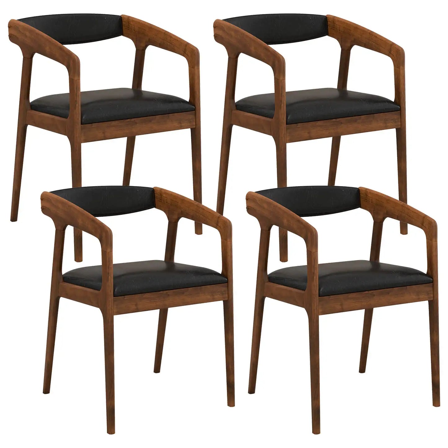 Accent Chair Set PU Leather Upholstered Armchairs With Cozy Backrest